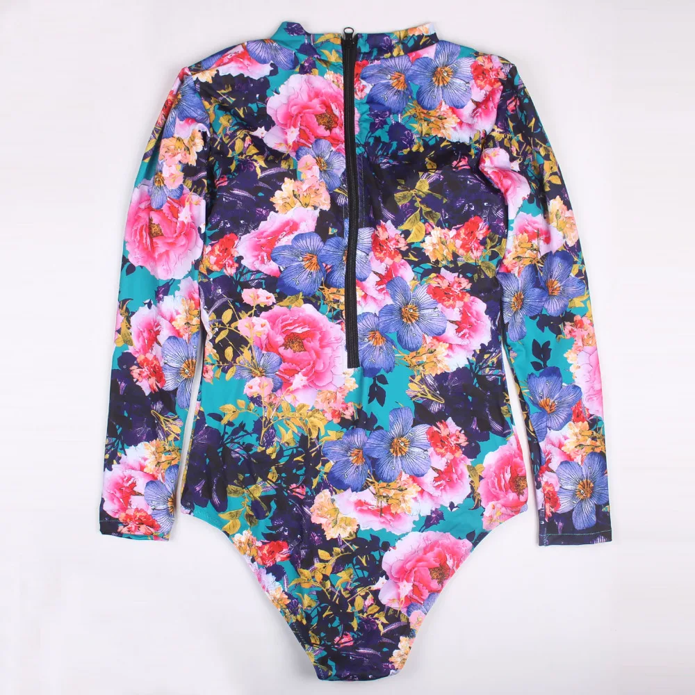 Новинка 2019 женская летняя пляжная одежда сплошной купальник с длинным рукавом