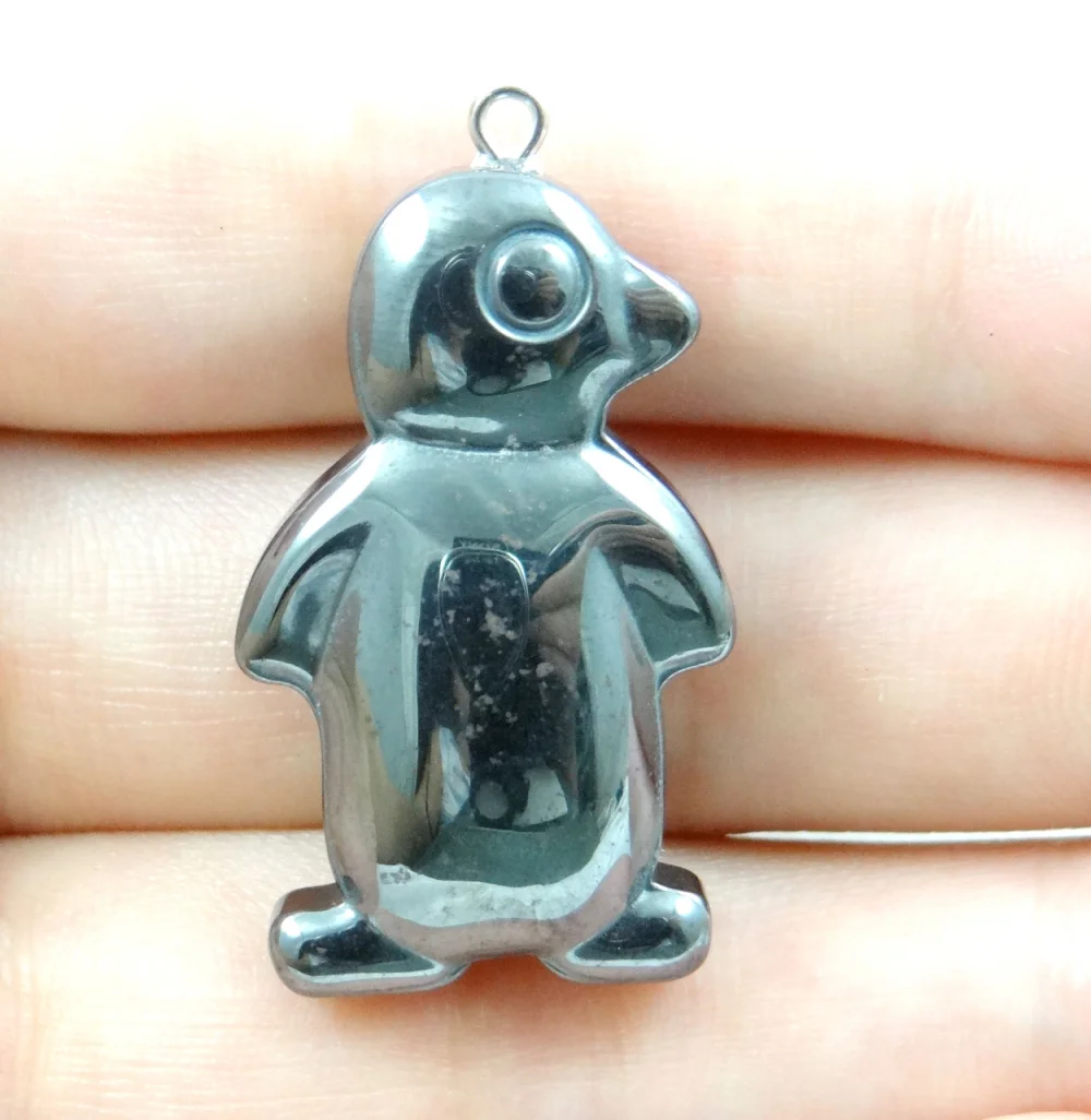 Натуральный кварц хрусталь титана гематит ручная работа кулон в виде пингвина