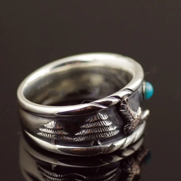 Тайское серебряное кольцо в индийском стиле с 925 пробы орла | Украшения и