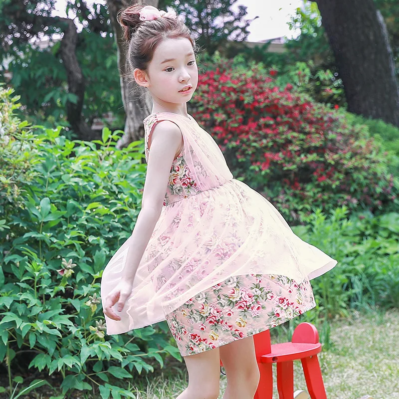 2018 Новые Летние Элегантные платья для девочки платье без рукавов девочек в