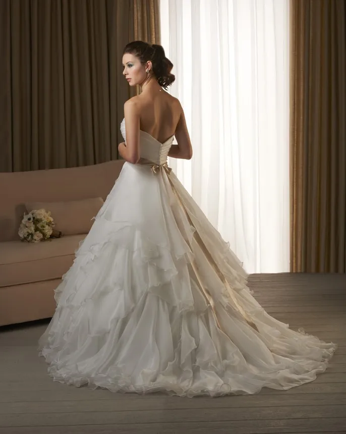2014 new Satin Sweetheart Aline Ribbons Chiffon by111 | Свадьбы и торжества