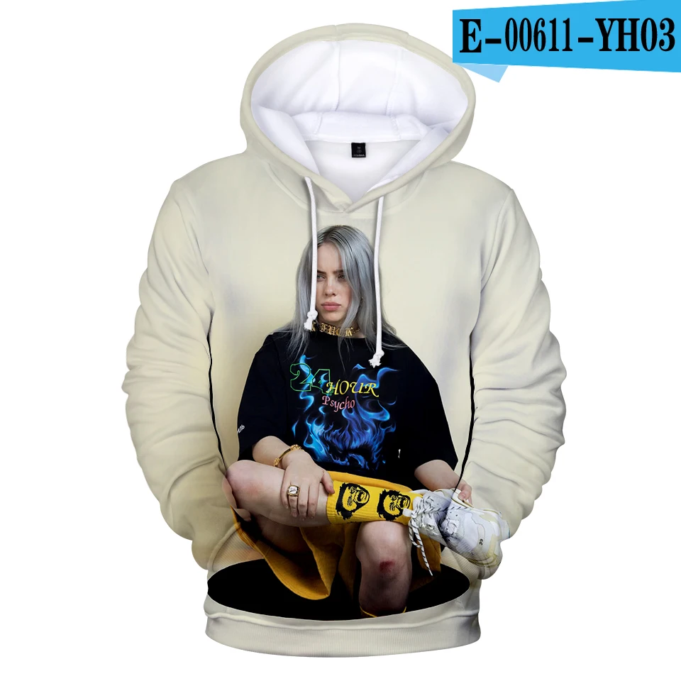 3D Харадзюку толстовка с принтом Новая американская певица Billie Eilish 3D толстовки женские толстовки мужские пуловеры 3D Billie Eilish толстовки пальто - Цвет: 3D