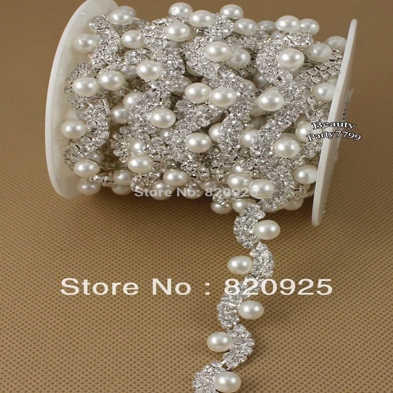 1 ярд красивый прозрачный горный хрусталь белый искусственный жемчуг