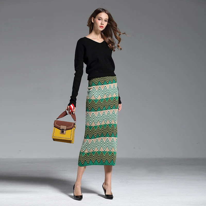 Женские осенние и весенние юбки карандаш элегантные шерстяные с эластичной