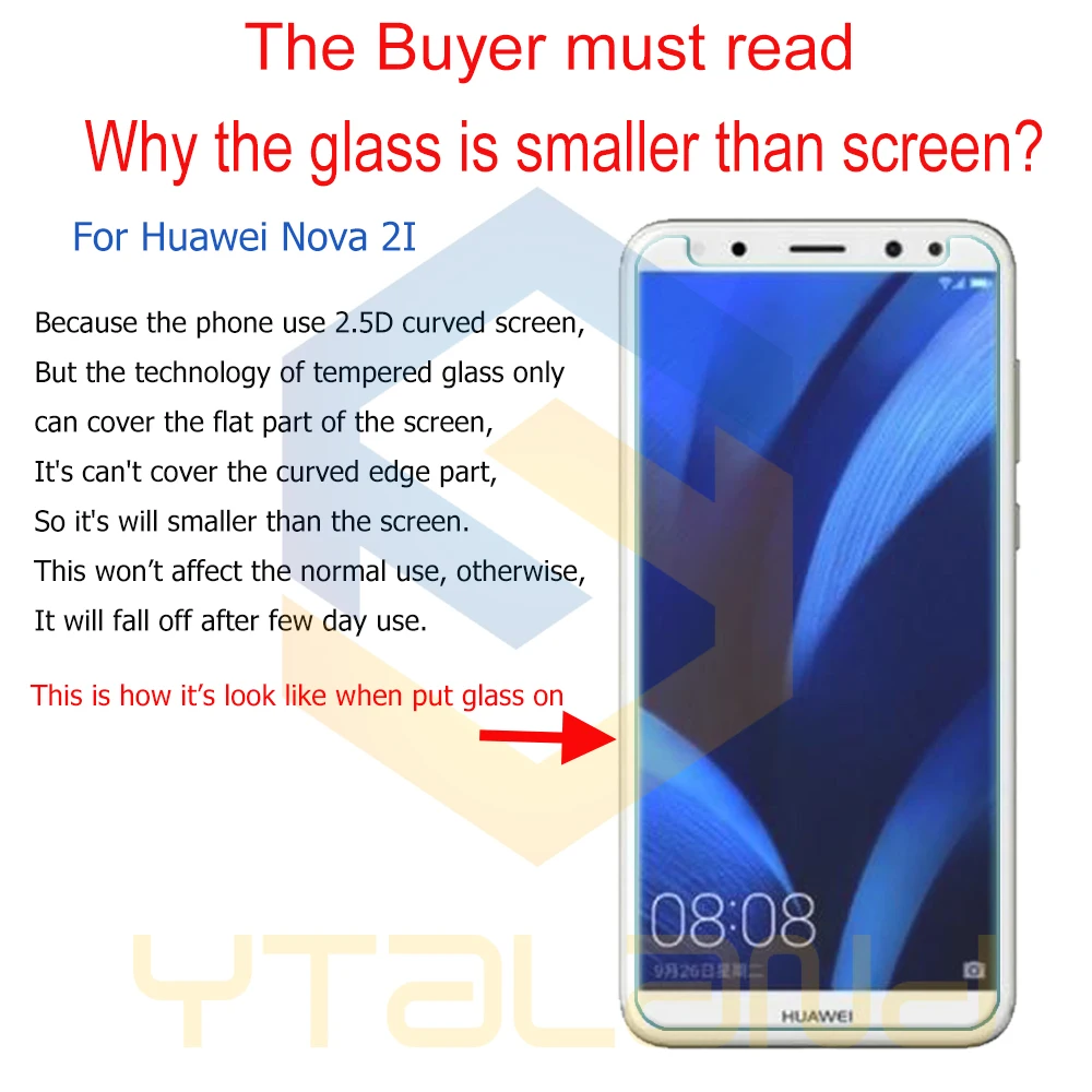 Ytaland 2.5D 0 3 мм 9H + закаленное стекло Защитная пленка для экрана Huawei Nova 2i 5 &quot