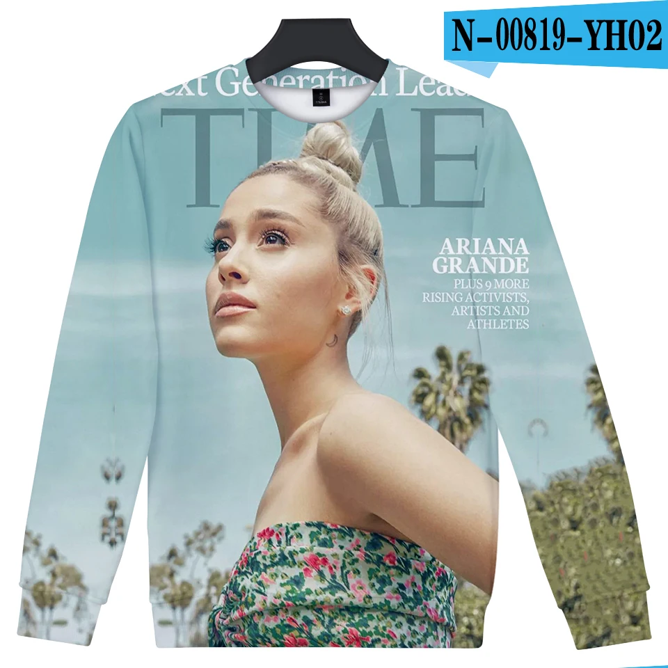 Ariana Grande, 3D Толстовка с капюшоном, Женская толстовка с длинным рукавом, свитшот с круглым вырезом, уличная одежда Harajuku размера плюс - Цвет: picture color