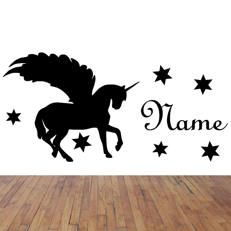 

Wall Sticter For Kids Rooms DIY Horse Head Customized Name Wall Decal For Boys Girls Bedroom Living Room Personalized Name
