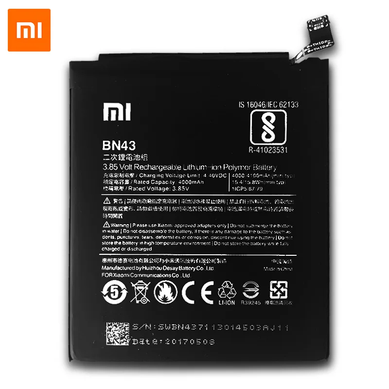 XiaoMi сменный аккумулятор для XiaoMi Redmi Note 4X4 X емкость 4000/4100 мАч BN43 аккумулятор для мобильного телефона