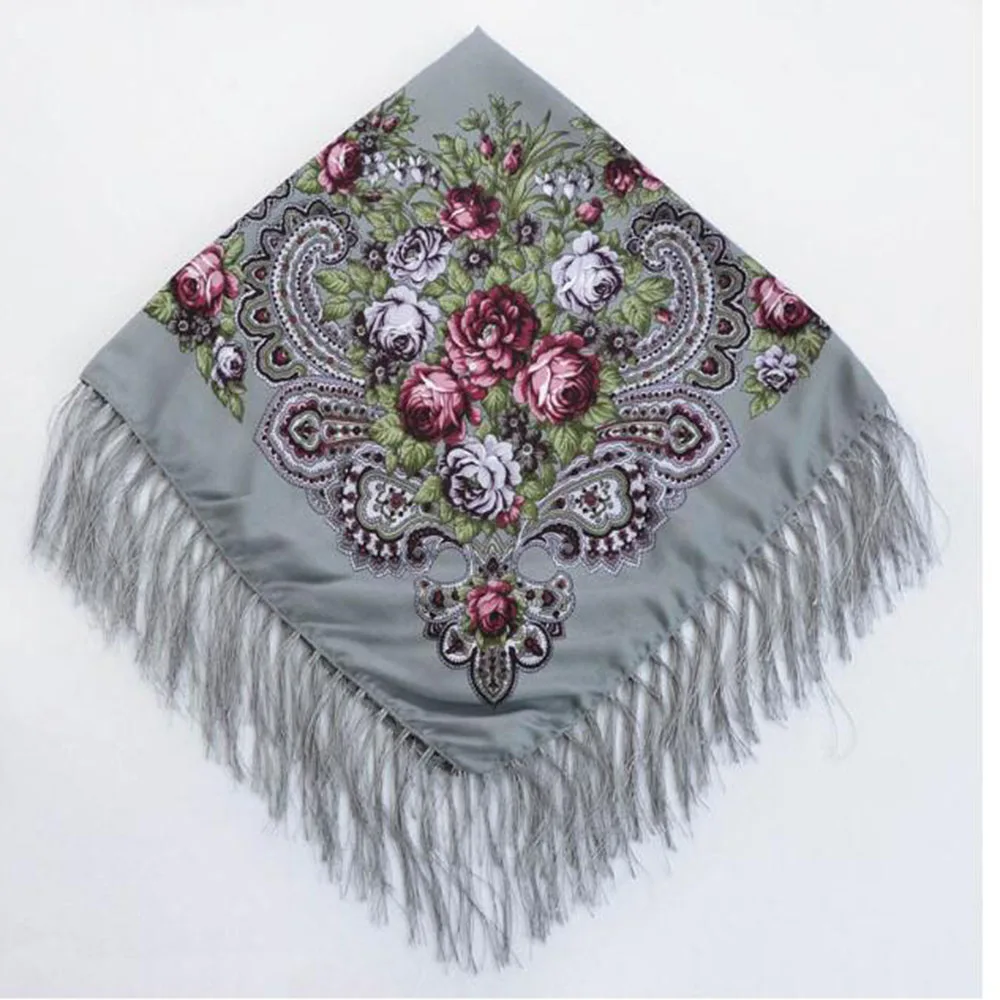 

useful 2018 Ladies Big Square Scarf Printed Women Brand Wraps Hot-Sale Winter Ladies Scarves Cotton India Floral Headband