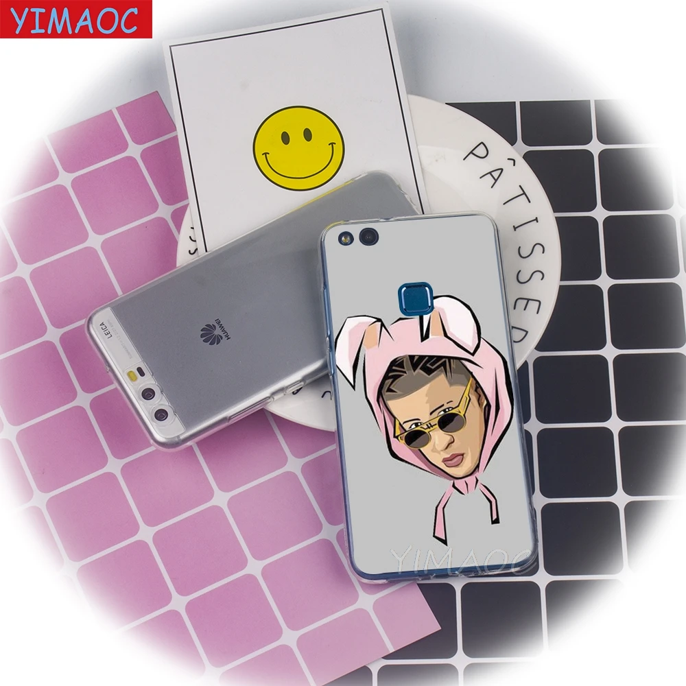 Мягкий чехол YIMAOC Bad Bunny Maluma Lil с открытым носком для Huawei P8 P9 P10 P20 P30 Lite Pro P smart 2019 |