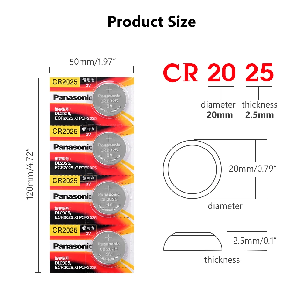 Литиевая батарейка CR 2025 3 в 4 шт./лот Panasonic оригинальные батарейки cr2025 для часов