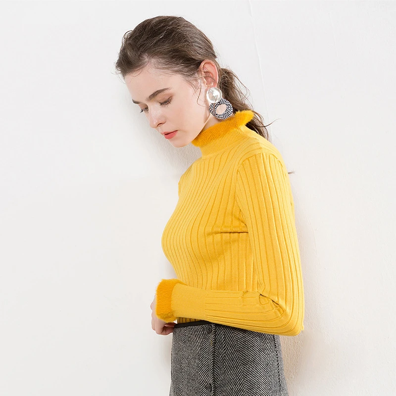 Autumn winter 2018 women sweater pullovers knitted half turtleneck solid color long sleeve slim fashion casual jumpers clothing | Женская