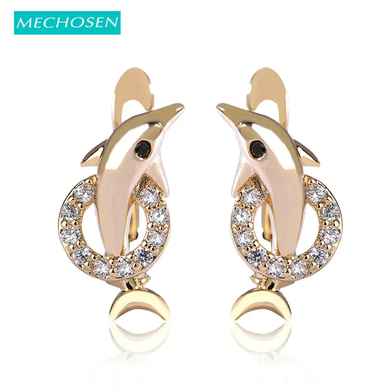 Женские серьги гвоздики с фианитом в виде дельфина|stud earrings|stud earrings for womenearrings women |