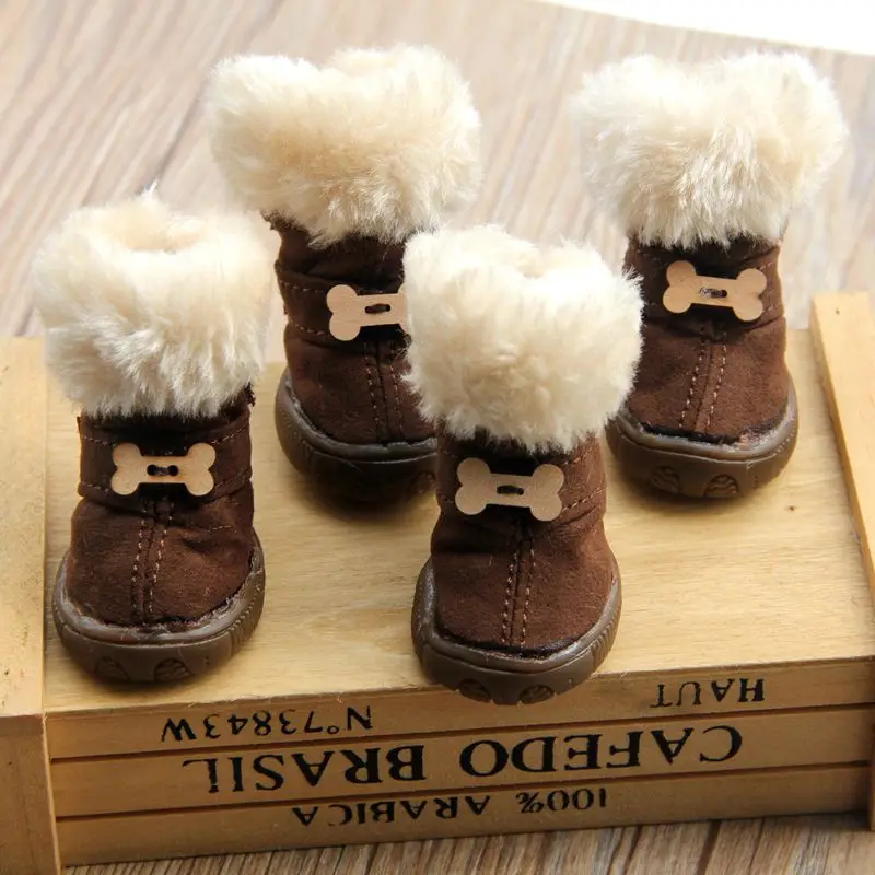 

For Thick Fur Pet Shoes Winter Small Dog Shoes Anti-slip Warm Dog Snow Boots For Teddy Chihuahua