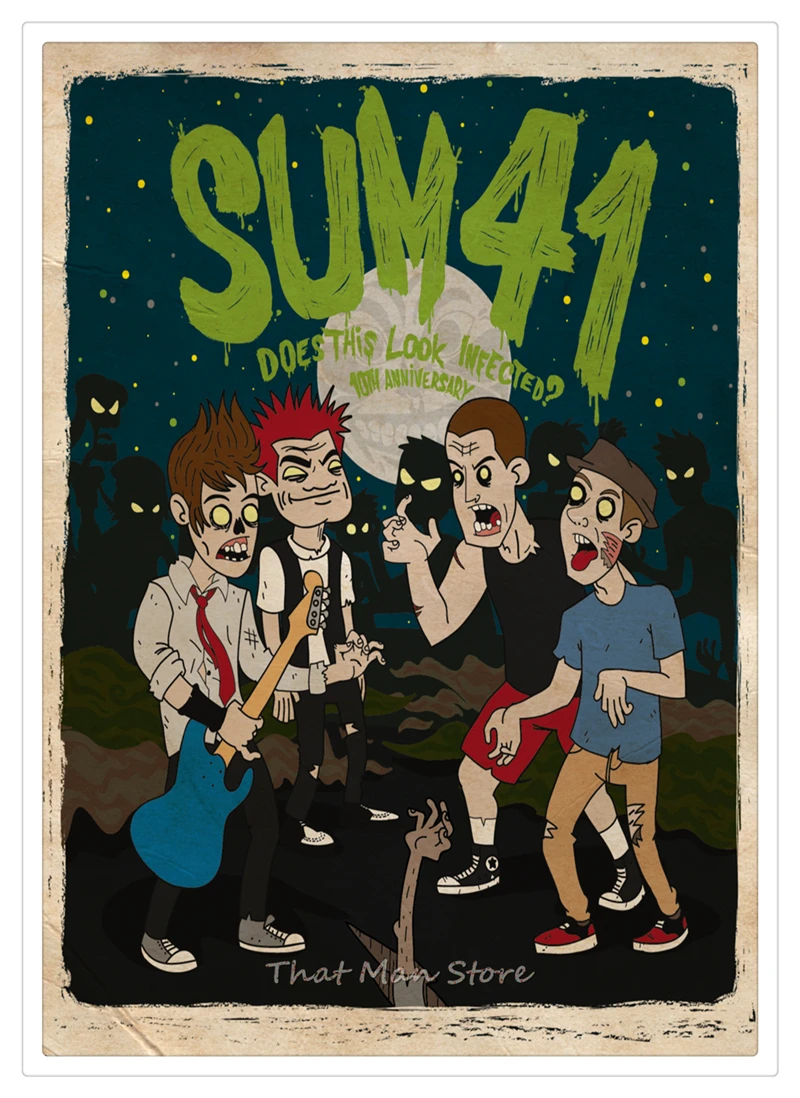 Sum 41 плакат Рок-н-ролл белый крафт-бумага плакат декоративный Рисунок для бара ядро студенческого общежития подарок