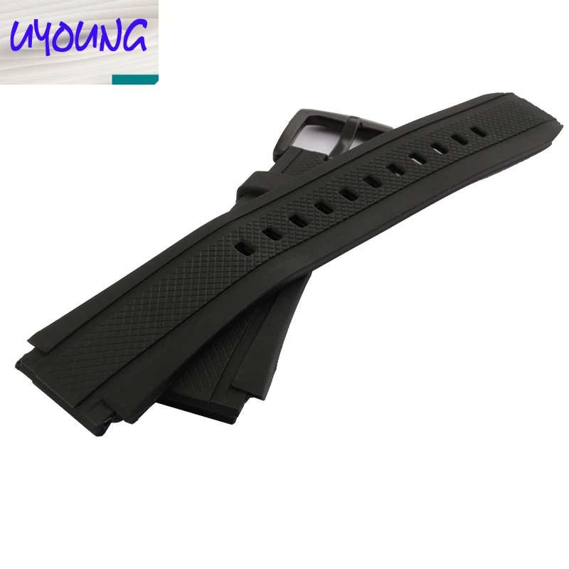 UYOUNG качественный черный силиконовый резиновый ремешок для EQW M1100C / A1000B группа