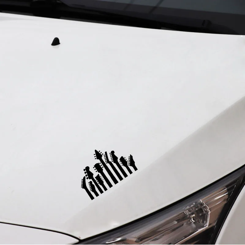 YJZT 14.1CM*9.4CM Music Instrument Guitar Rock Vinly Black/Silver Car Sticker C22-0576 | Автомобили и мотоциклы