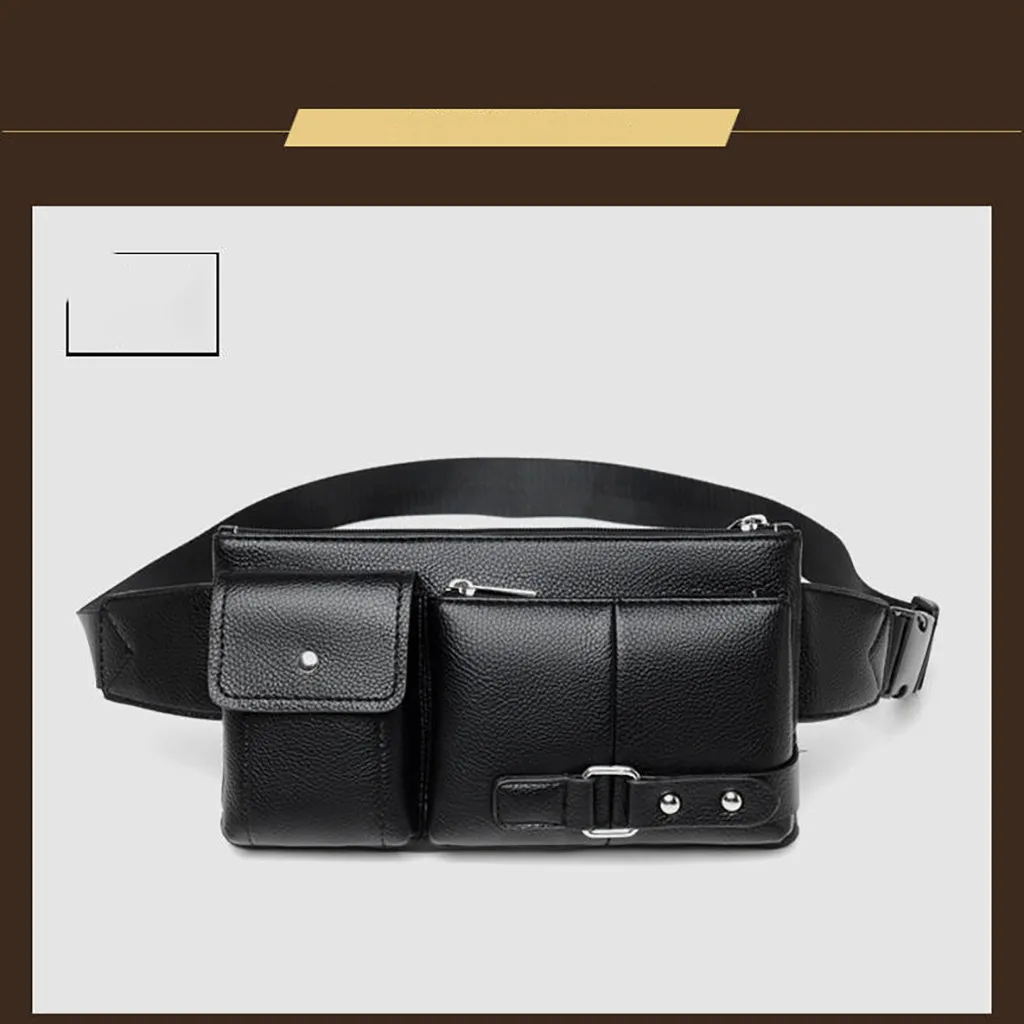 

OCARDIAN Waist Packs Fanny Pack Men Leather 2019 Retro Multi-function Pockets Outdoor Sports Messenger Chest Bag A30