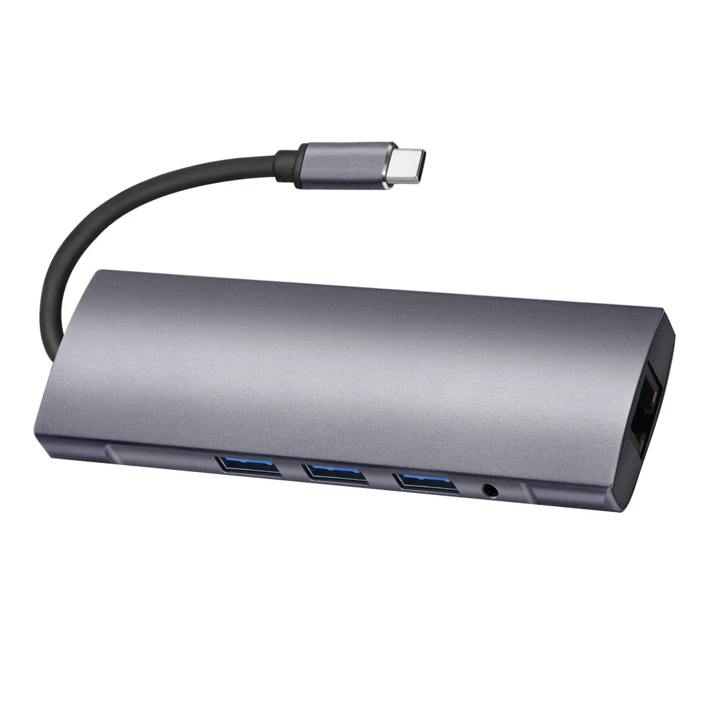 9 в 1 тип-c к HDMI RJ45 3USB3. 0 TF SD аудио PD Многофункциональный узловой центр для адаптера для Macbook huawei mate 10 \ 20 P20 samsung S9#20