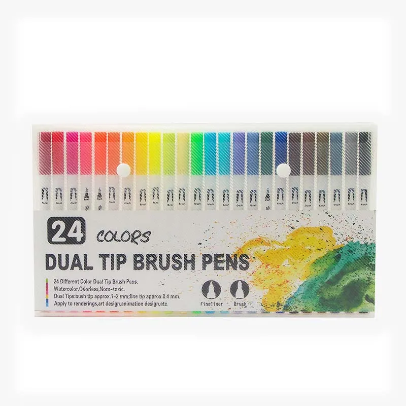 24c colors 120 цветов, художественные маркеры, Двойные наконечники, Цветная кисть, ручка, карандаш, цветной водный маркер, школьные товары для рукоделия, для рисования, цветная книга - Цвет: 24c colors