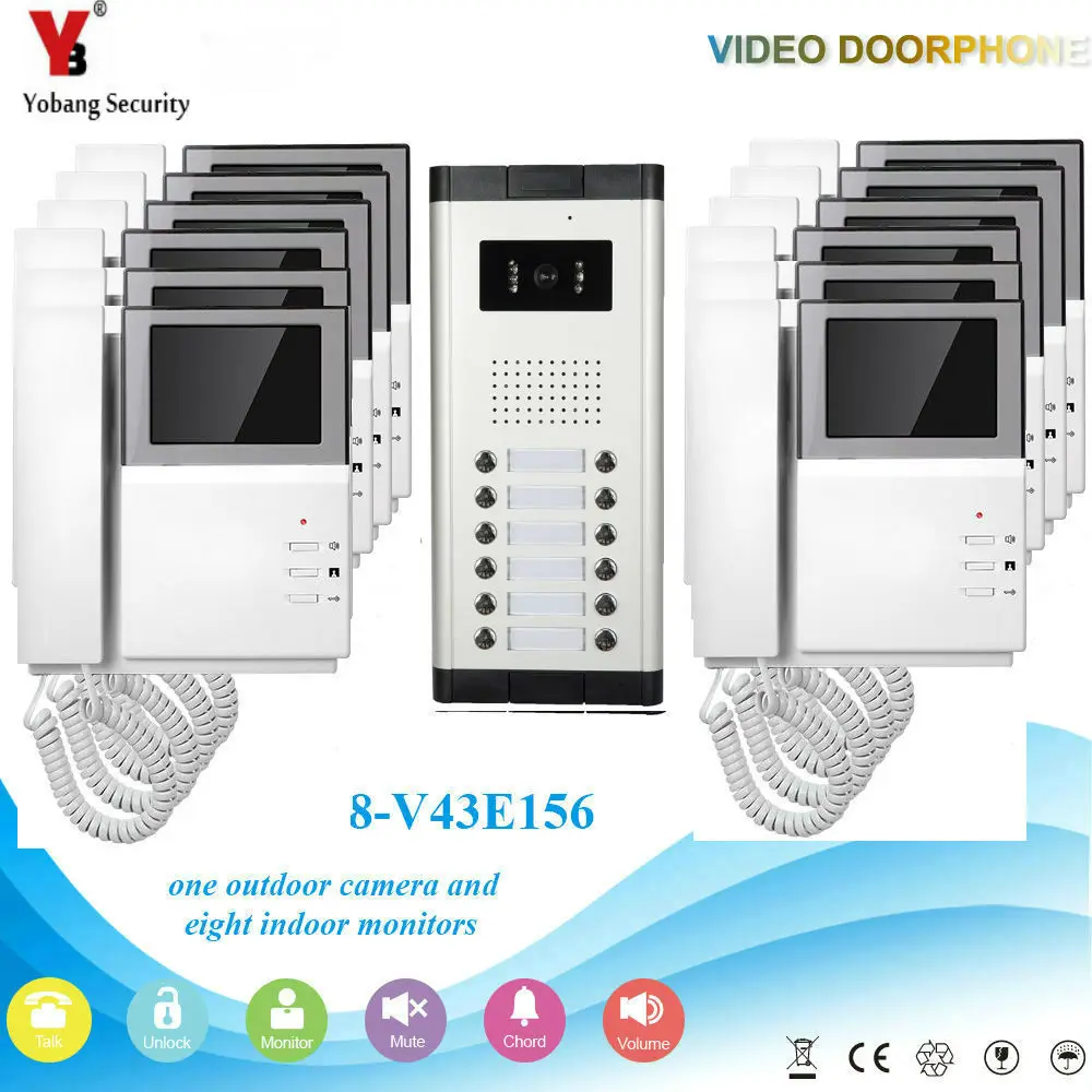 Yobang Security 4 3 &quotот до 12 единиц Квартира видео домофон Громкая Связь Система Вилла