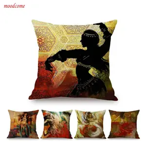 Мусульманский арабский фон сексуальная девушка танцор живота картина маслом Искусство диванная Подушка Чехол домашний декор хлопковая льняная наволочка