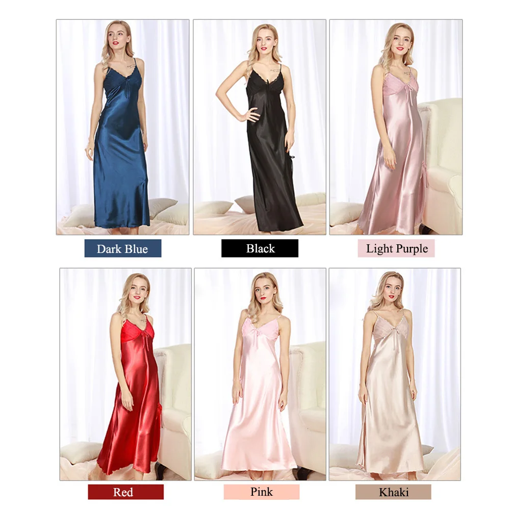 Ночная рубашка женская длинная шелковая с ремнем|Ночные сорочки и пижамы| |