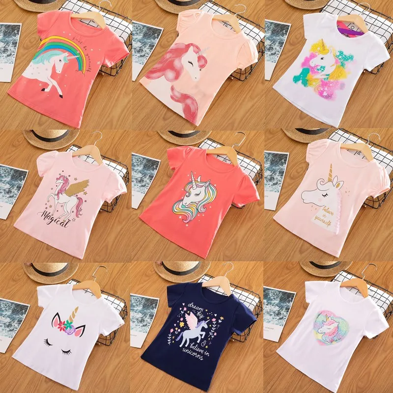 Летняя детская одежда футболка с единорогом для мальчиков хлопковые футболки