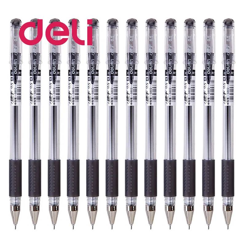 1 шт. гелевая ручка Deli S802 быстросохнущие ручки 0 5 мм с полной иглой черные гладкие