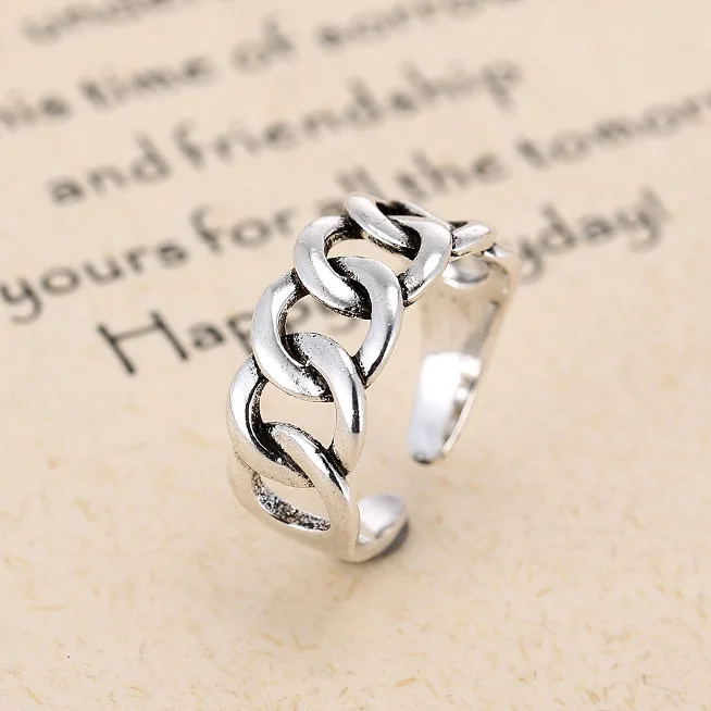 

Fashion Vintage Thai Silver Men Jewelry 925 Sterling Silver Man Finger Open Rings Jewelry No Fade Wedding Ring Gift Cheap