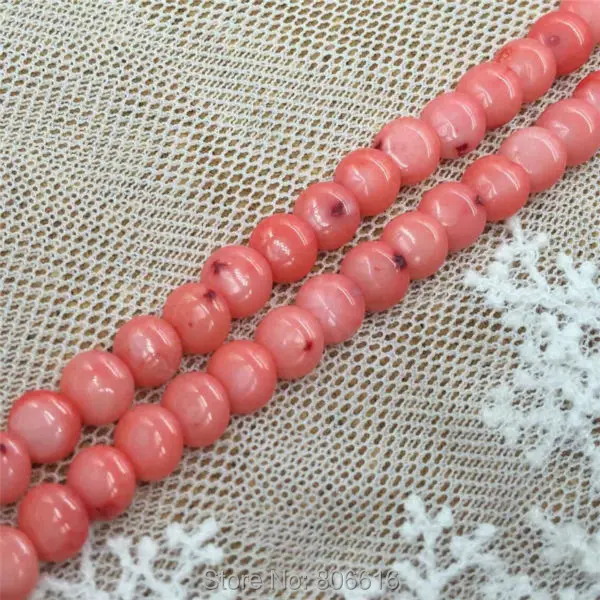 

7MM 144Pcs-2strands Pink Color Lamination Type Natural Stone Loose Coral Strand Bead Jewelry Beads Findings