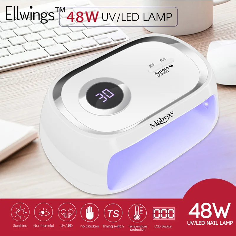 Ellwings Горячая продажа высокого качества ногтей Светодиодный УФ лампа 48 Вт для