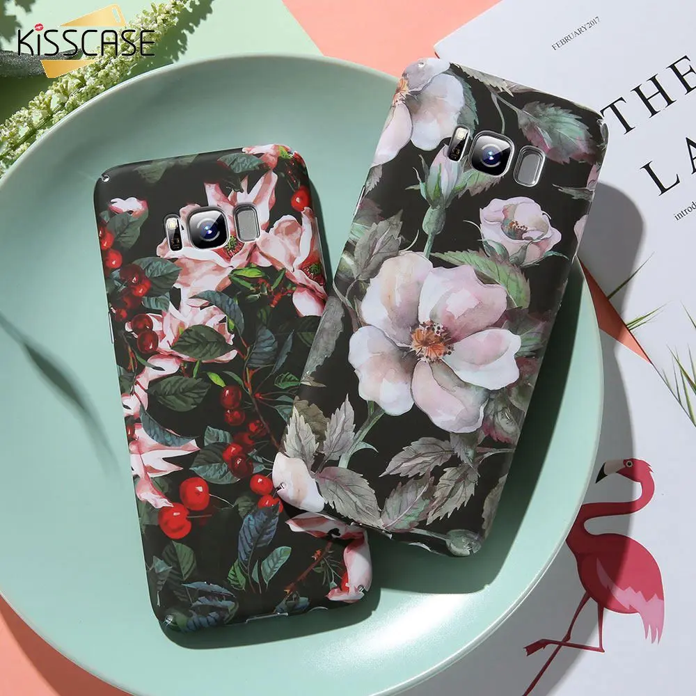 KISSCASE Tropical leaves Case For Samsung Galaxy S8 S9 Plus S7 Note 9 8 A3 A5 A7 J3 J5 2017 A6 A8 J6 J8 2018 Hard PC Cover |