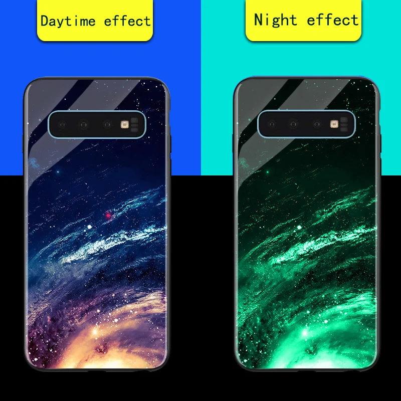Роскошный чехол в виде светящегося стекла для samsung Galaxy S8 S9 S10 A7 A8 плюс Coque Рождественский чехол для samsung Note 8, 9 - Цвет: Star flame