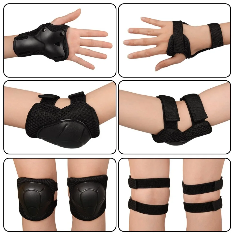 MQUPIN новый набор 6 в 1 наколенники для запястья взрослых детей роликовые коньки