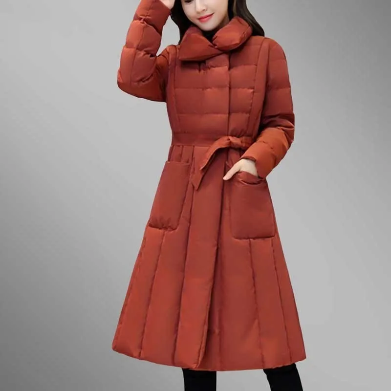 jaqueta feminina 2018 New Parkas Women Winter Coat Thicken Belt Cotton Padded Jacket Plus Size Warm Fashion Female Outwear LS06