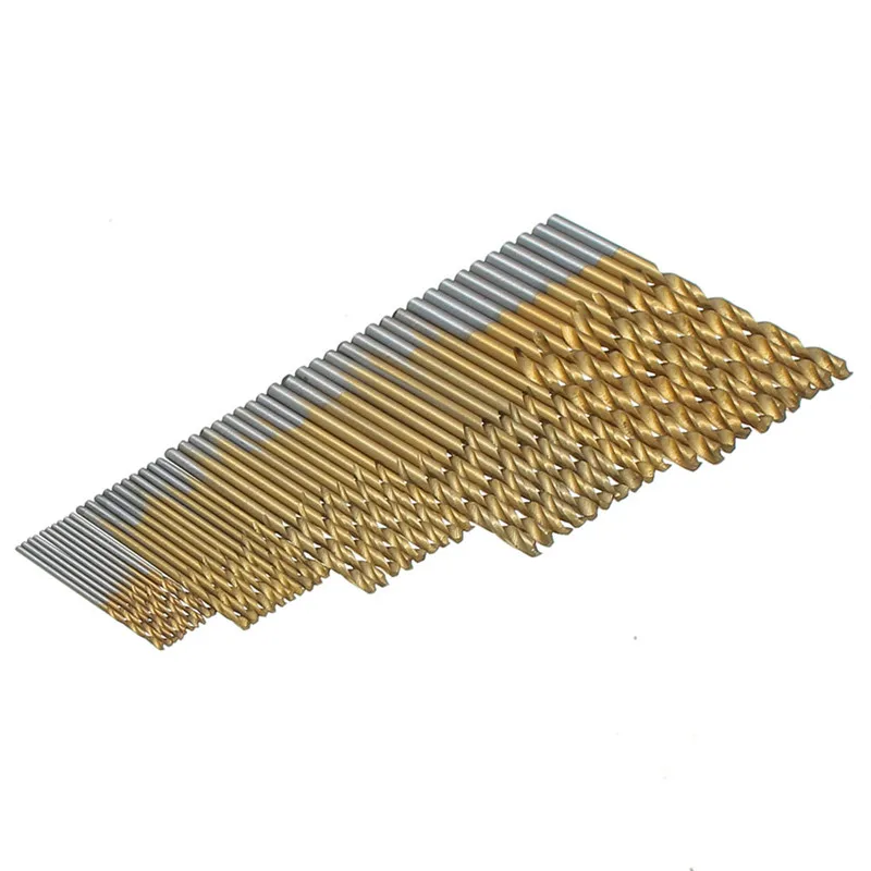 Фото 50Pcs HSS Titanium Coated Drill Bits High Speed Steel Set Tool Power Drilling Tools for Wood 1/1.5/2/2.5/3mm Инструменты 50Pcs HSS Titanium Coated Drill Bits High Speed Steel Set Tool Power Drilling Tools for Wood 1/1.5/2/2.5/3mm Инструменты