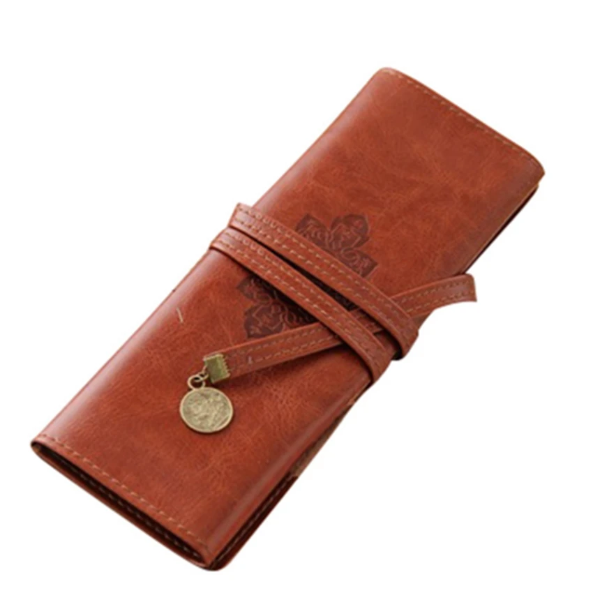 Кожаный чехол из искусственной кожи в рулоне сумочка для косметики и кистей