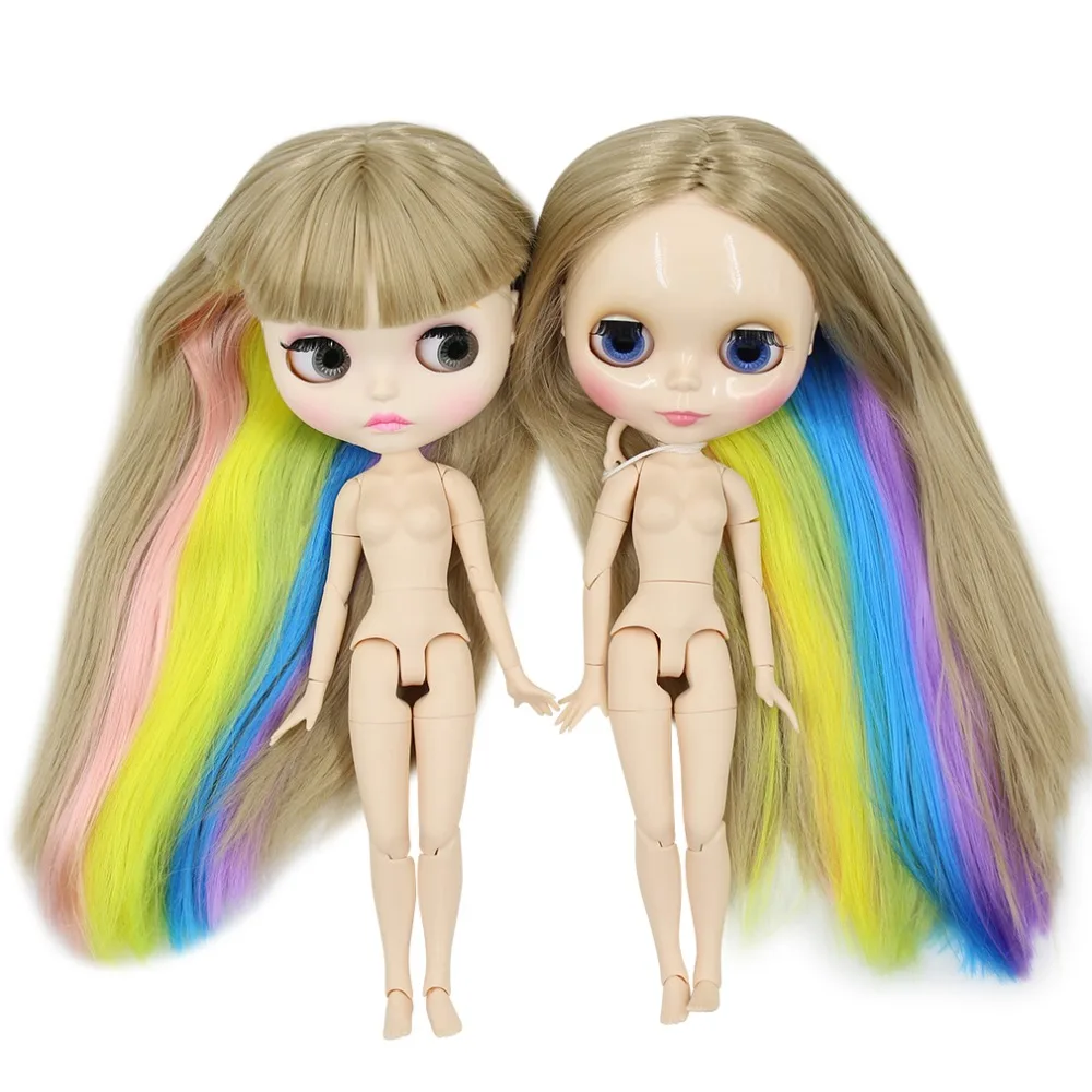 Кукла ICY DBS Blyth прямые цветные волосы радуги матовое лицо блестящее совместное