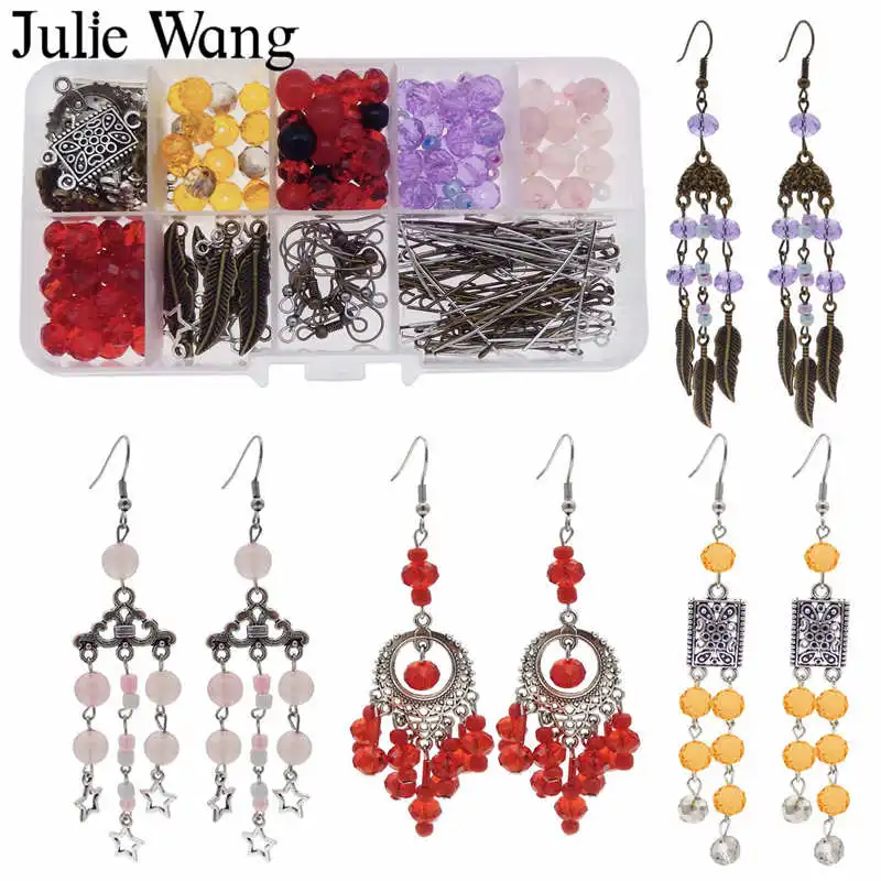 Julie Wang 1 коробка каменные бусины крючок для ушей Колечки женское богемное