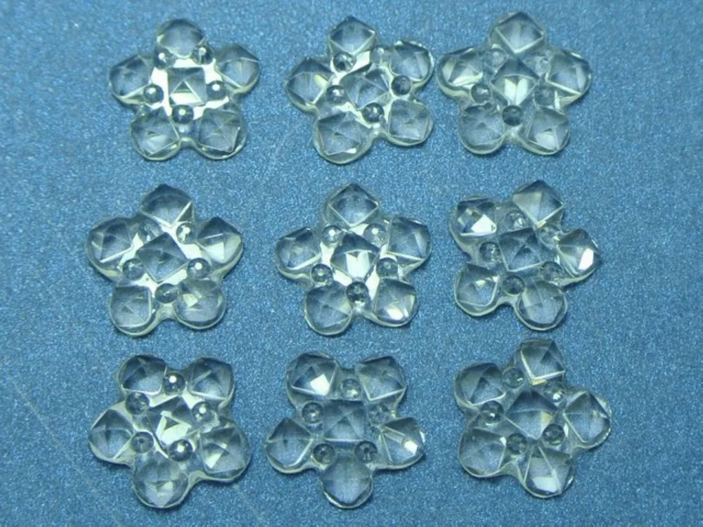 

100 Clear Transparent Flatback Resin Flower Cabochon 12mm Pyramid Dotted Rhinestone
