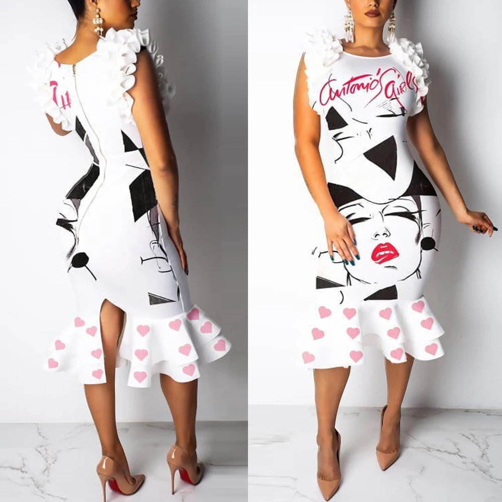 Женское платье летнее с круглым вырезом готический рисунок принт любовь