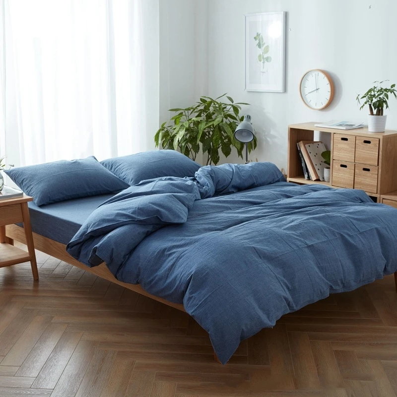 

TWINKLE Solid 100% Cotton Bedding Set Duvet Cover Sets Soft Bed Linen Flat Bed Sheet Set Pillowcase bed cover housse de couette