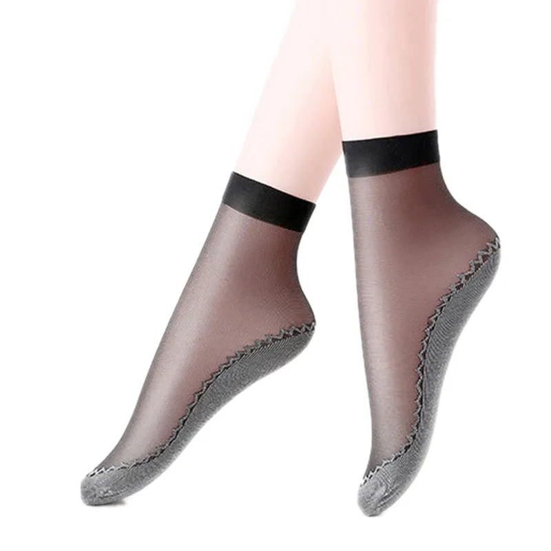10 пар летние женские мягкие носки Нескользящие модные весенние тонкие шелковые