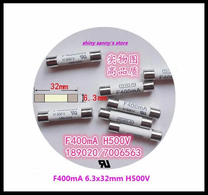 4 10 шт./лот плавкие предохранители из керамики 6 3x32 мм F400mA H500V 189020 / 7006563