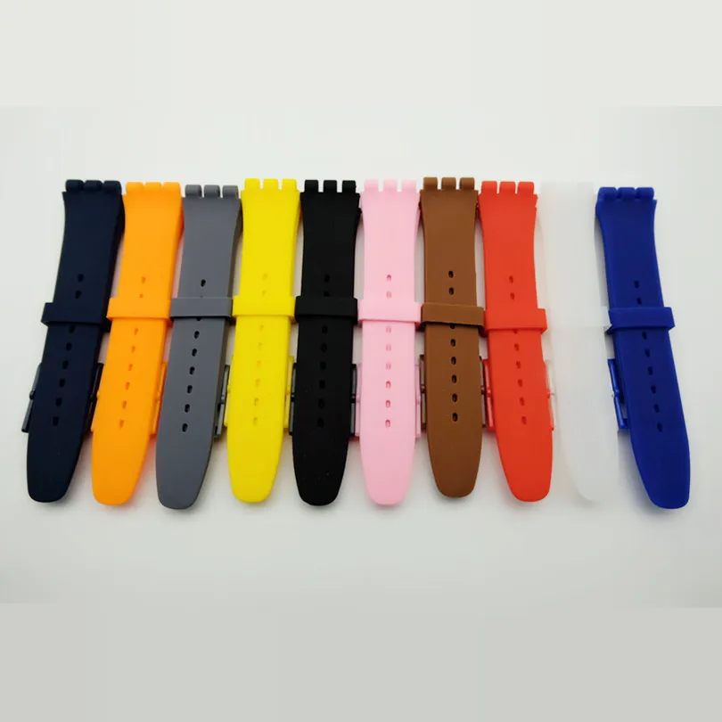 Оптовая Смотреть аксессуары для Swatch ремешок с пряжкой силиконовый 16 мм 17 19 20