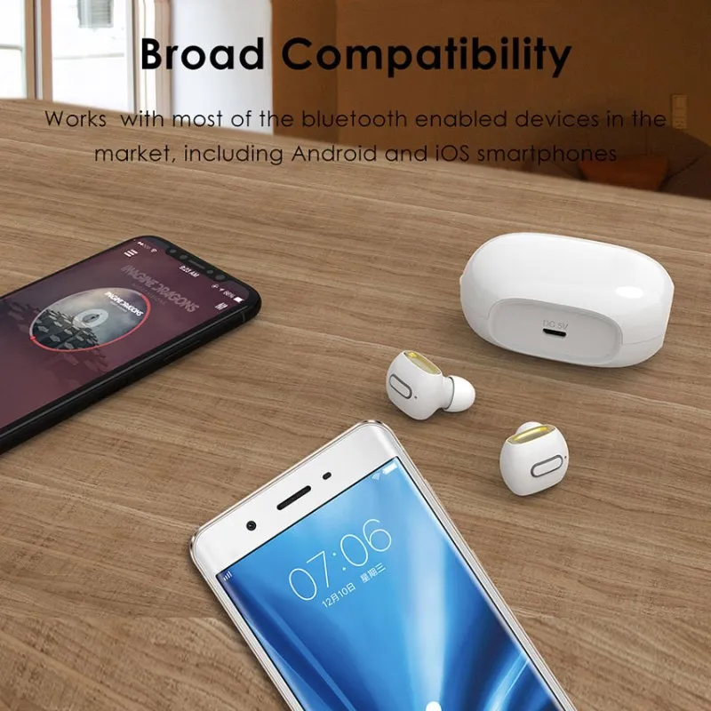 Миниатюрные беспроводные Bluetooth наушники стерео спортивные вкладыши гарнитура с