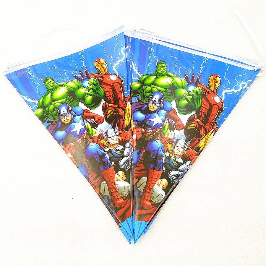 1 Set Cartoon Avengers Flags Banner Theme Party Home Decorations For Kids Happy Birthday Baby Shower Superhero Supplies | Дом и сад