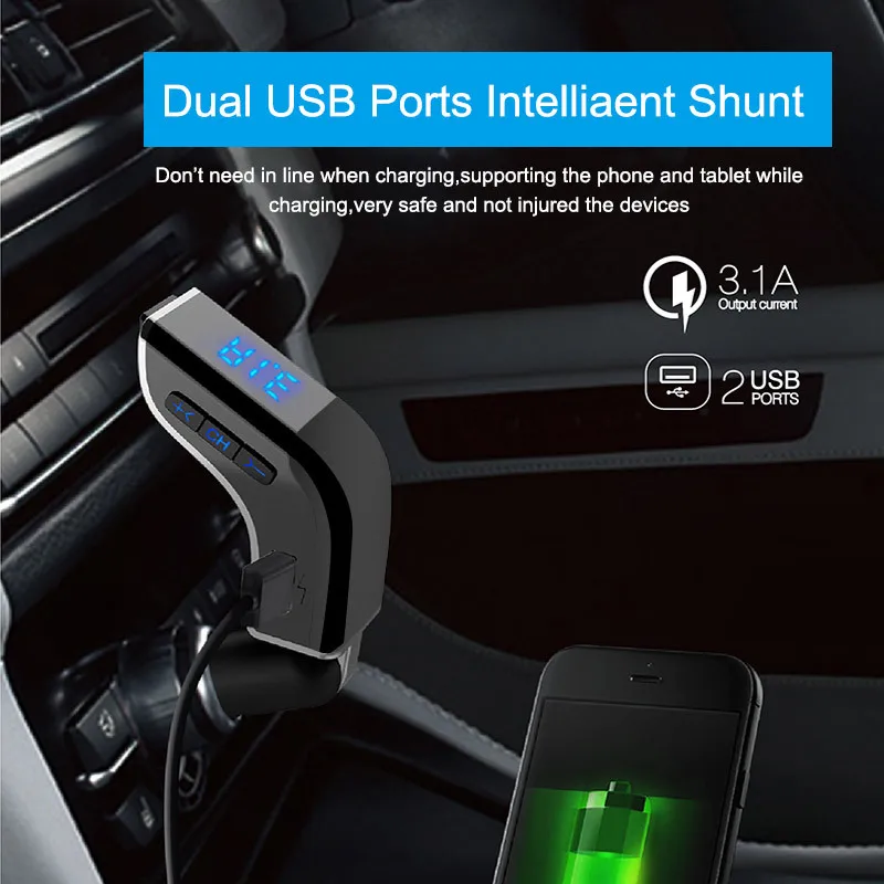 Bluetooth Car Kit Mp3 Music Player Fm Transmitter Auto Handsfree Calling Dual Usb Wireless Ltv2 | Автомобили и мотоциклы