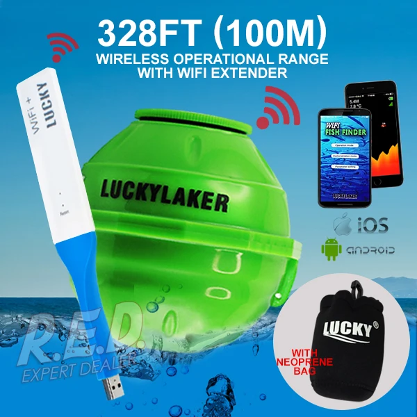 Беспроводной эхолот рыболокатор lucky 45 м с перезаряжаемой батареей обнаружением